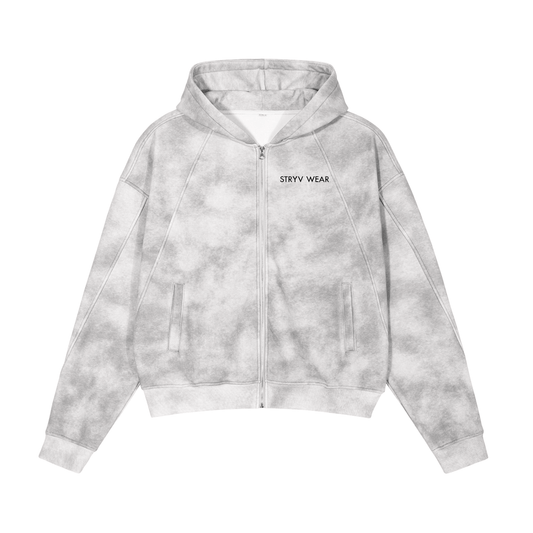 Dirty Washed Zip - Up Fleece Hoodie - STRYV Wear