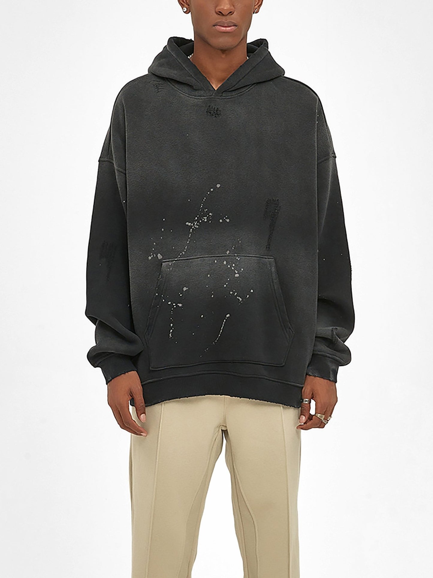 Vintage Washed Frayed Fleece Hoodie - STRYV Wear