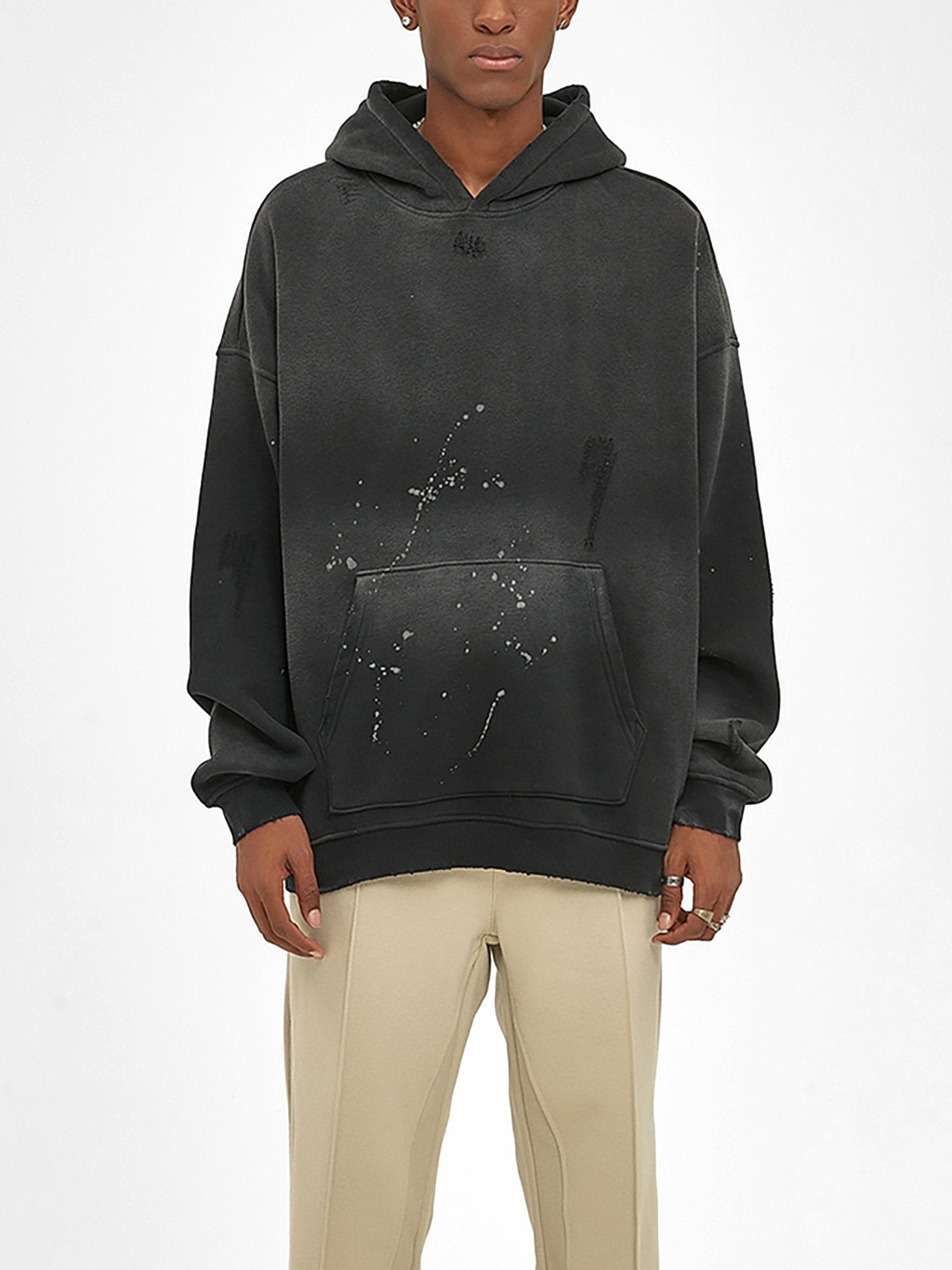 Vintage Washed Frayed Fleece Hoodie - STRYV Wear