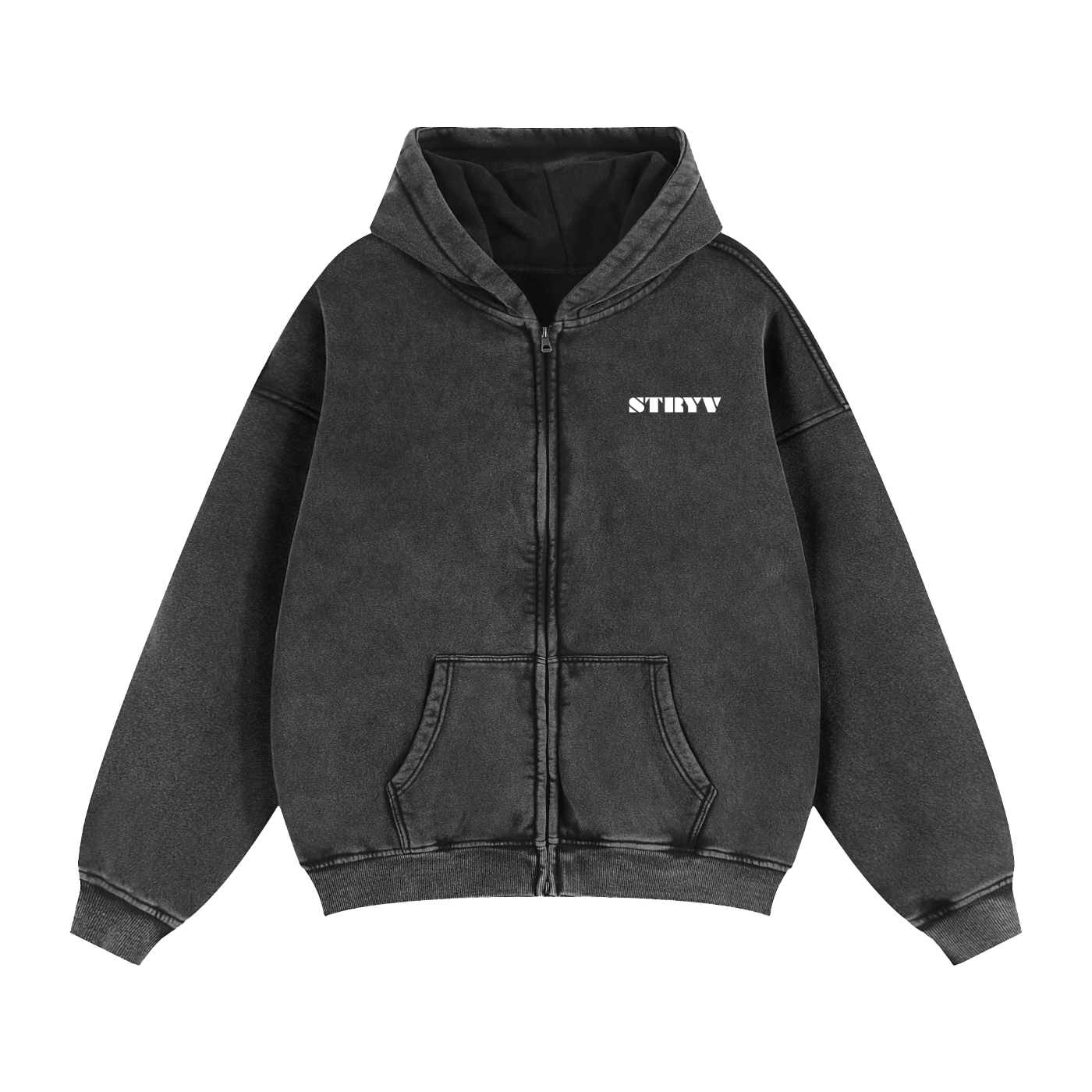 Zip - Through Boxy Fleece Hoodie - STRYV Wear