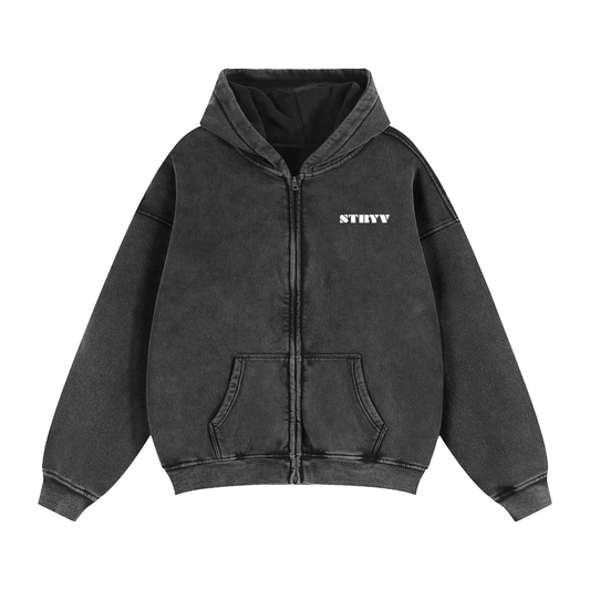 Zip - Through Boxy Fleece Hoodie - STRYV Wear