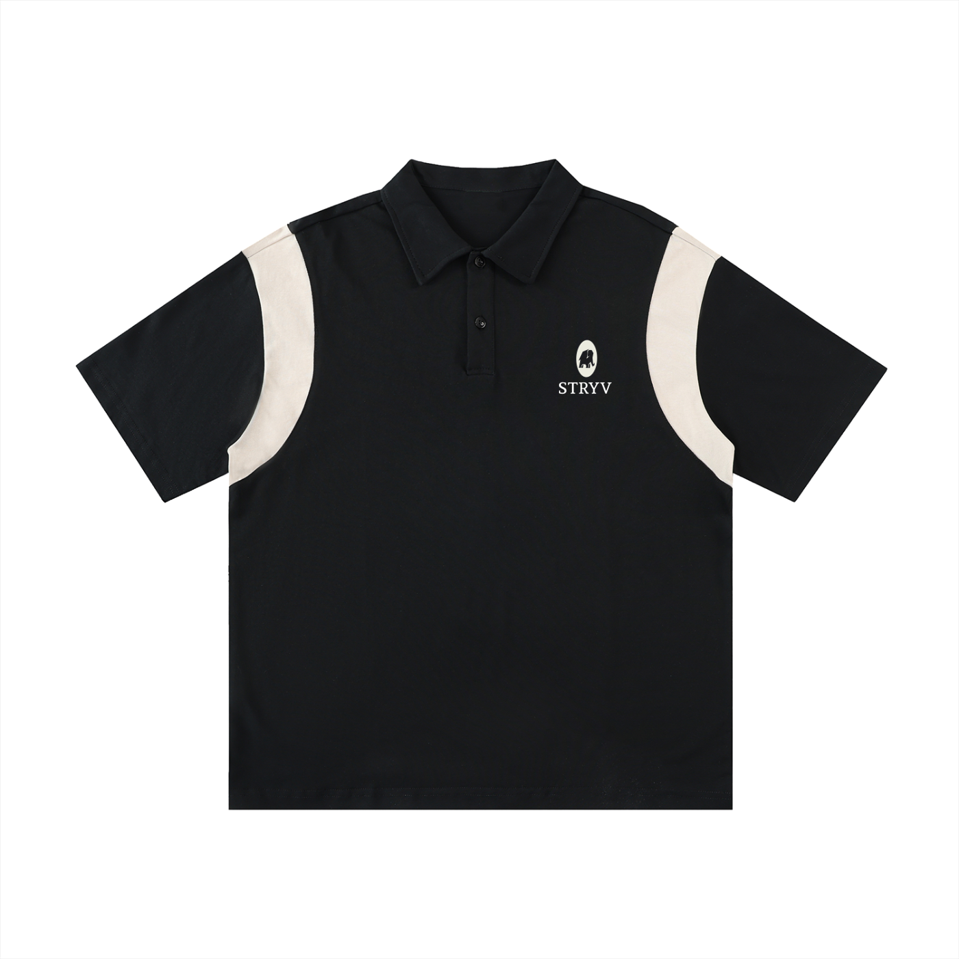 Contrast Panel Cotton Polo Shirt