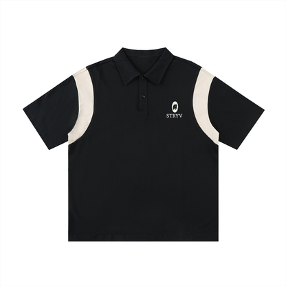 Contrast Panel Cotton Polo Shirt