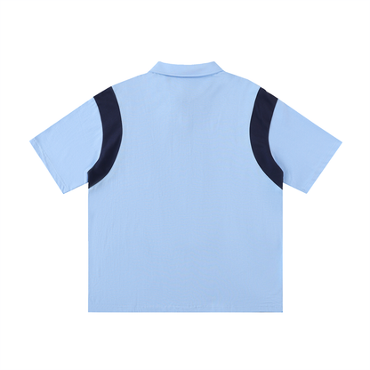 Contrast Panel Cotton Polo Shirt
