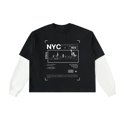 Contrast Sleeve Cotton T-Shirt | Unisex Loose Fit