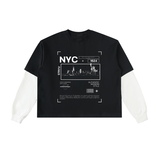 Contrast Sleeve Cotton T-Shirt | Unisex Loose Fit