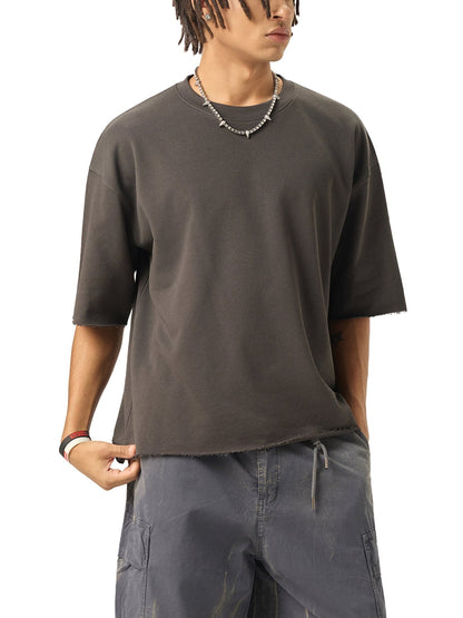 Boxy Half - Sleeve Raw - Edge T-Shirt - STRYV Wear