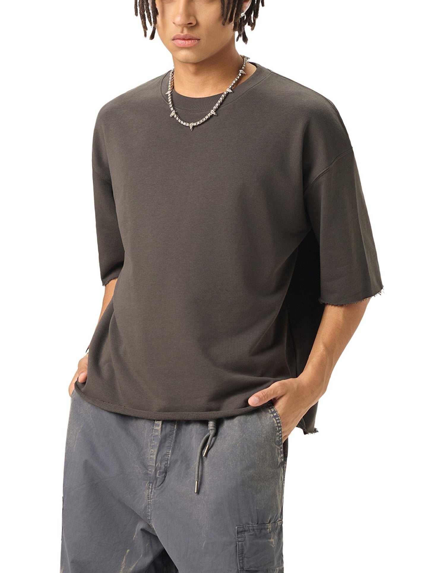 Boxy Half - Sleeve Raw - Edge T-Shirt - STRYV Wear