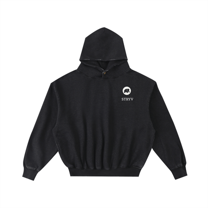 Frayed Enzyme Washed Fleece Hoodie