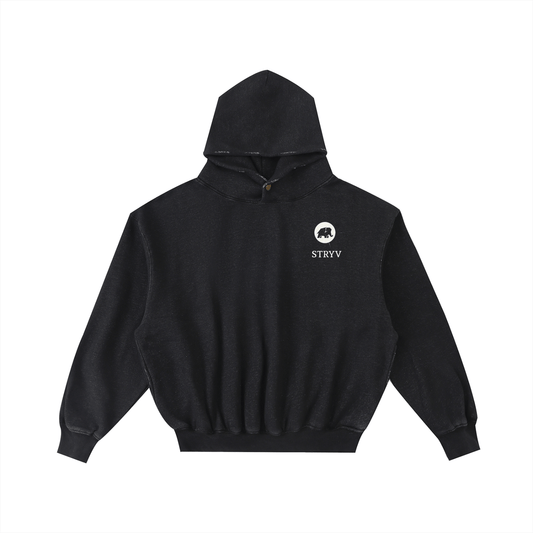 Frayed Enzyme Washed Fleece Hoodie