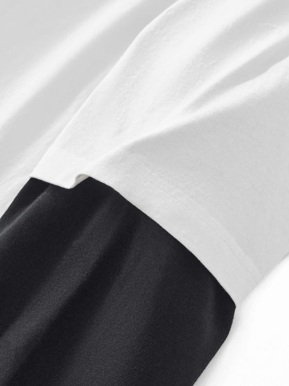 Contrast Sleeve Cotton T-Shirt | Unisex Loose Fit