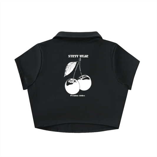 V - Neck Lapel Crop Top - STRYV Wear