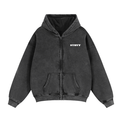 Zip - Through Boxy Fleece Hoodie - STRYV Wear